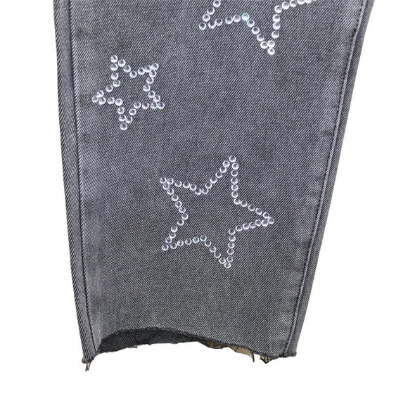 Simple Society Black distressed raw hem straight super high rise jeans Size 17/3 - Picture 7 of 13